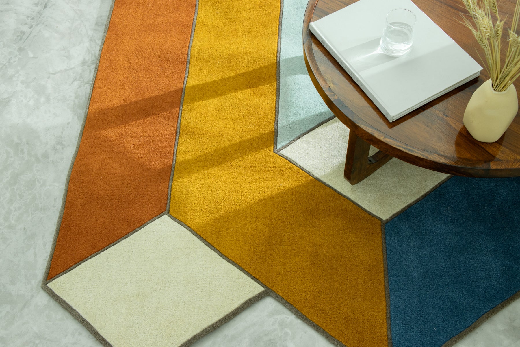 Designer hand tufted abstract rug with bold polygon shapes | Beyond Rugs