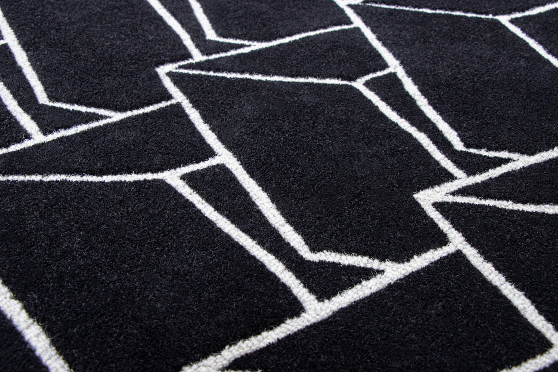 Close-up black white 3D box wool pattern | Beyond Rugs USA