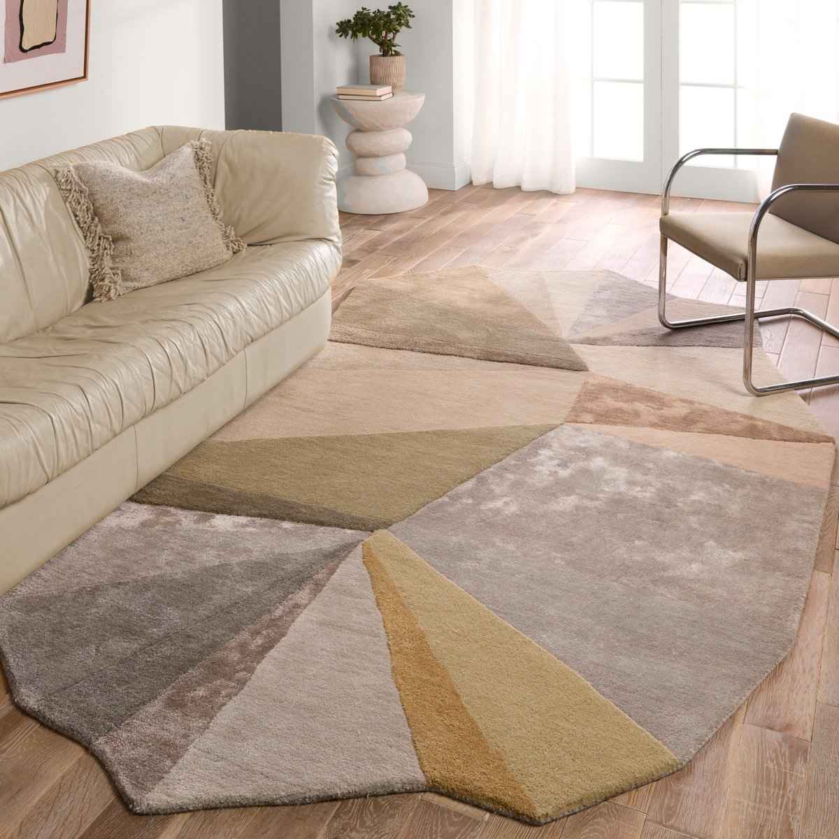 CUSTOM - Iconic Sabha Tan/Green, 350 x 230 cm Size, Hand Tufted New Zealand Wool & Viscose Area Rug