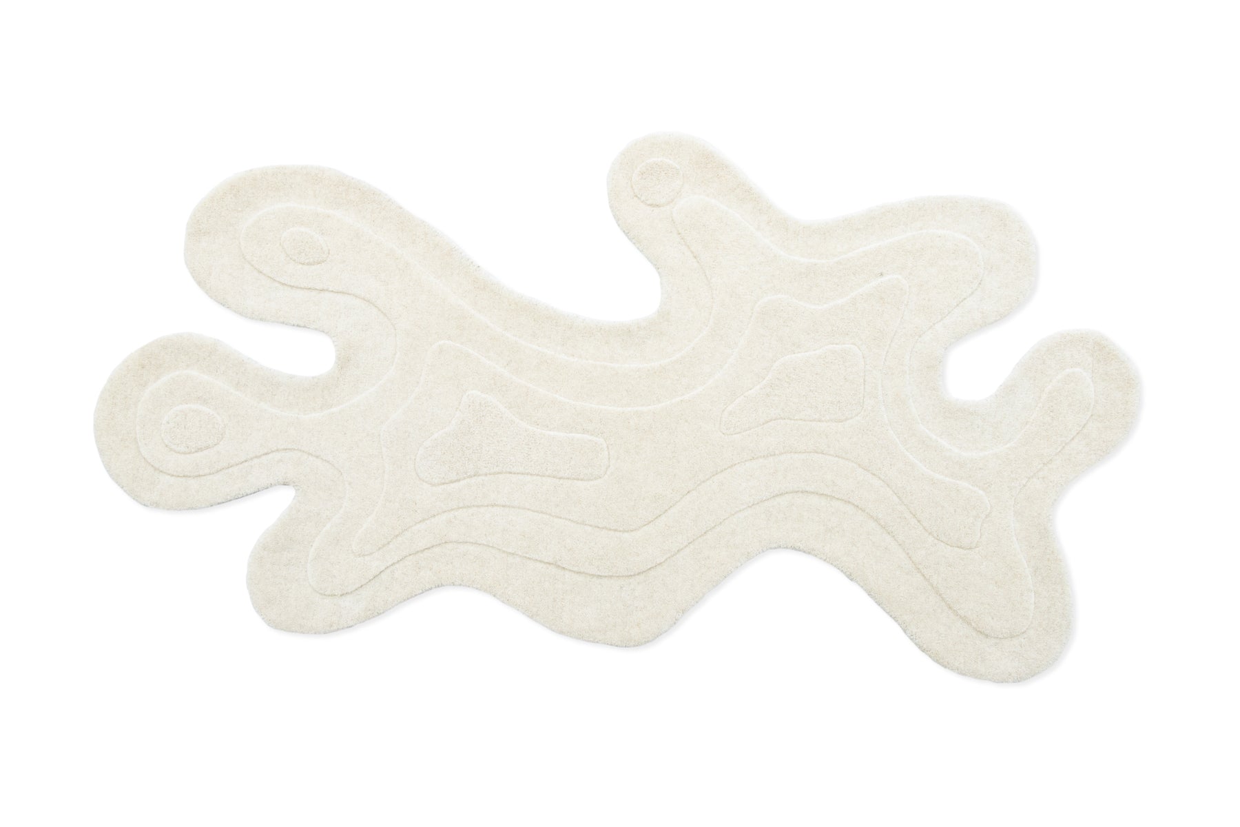 Amoeba Polar ivory hand-tufted wool rug – irregular abstract shape top view on white background | Beyond Rugs