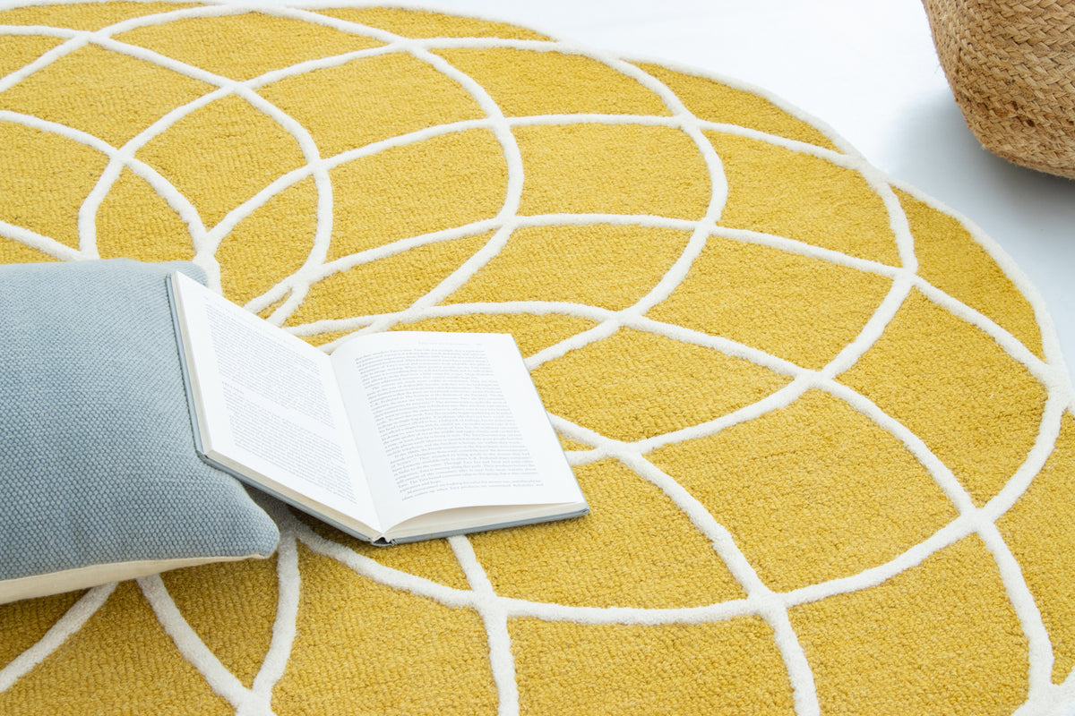 Mandala Lemon Rug | Boho Modern Handmade Rug USA | Beyond Rugs